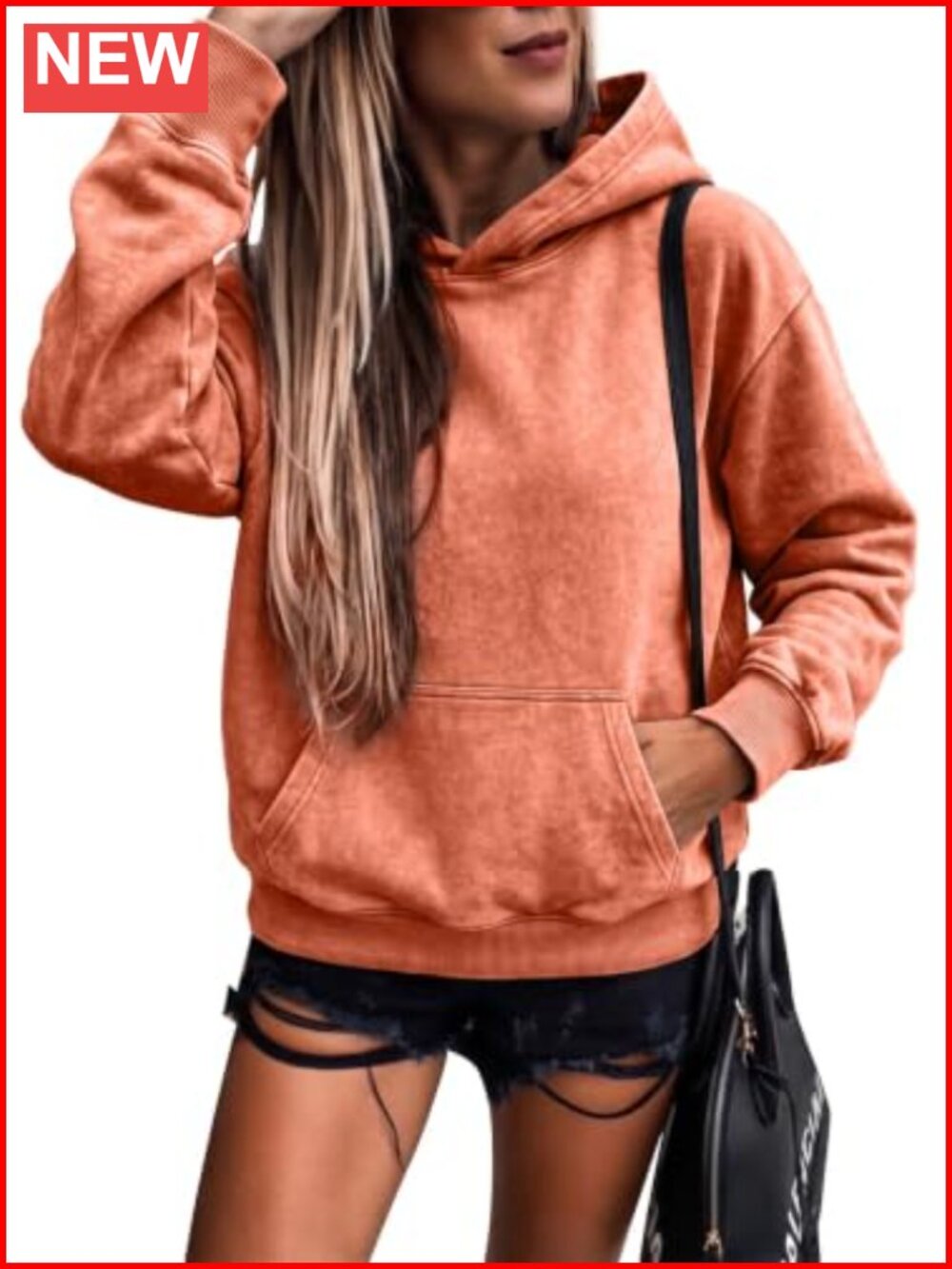 Oversized Acid Wash Hoodie with Pocket for Women Long Sleeve